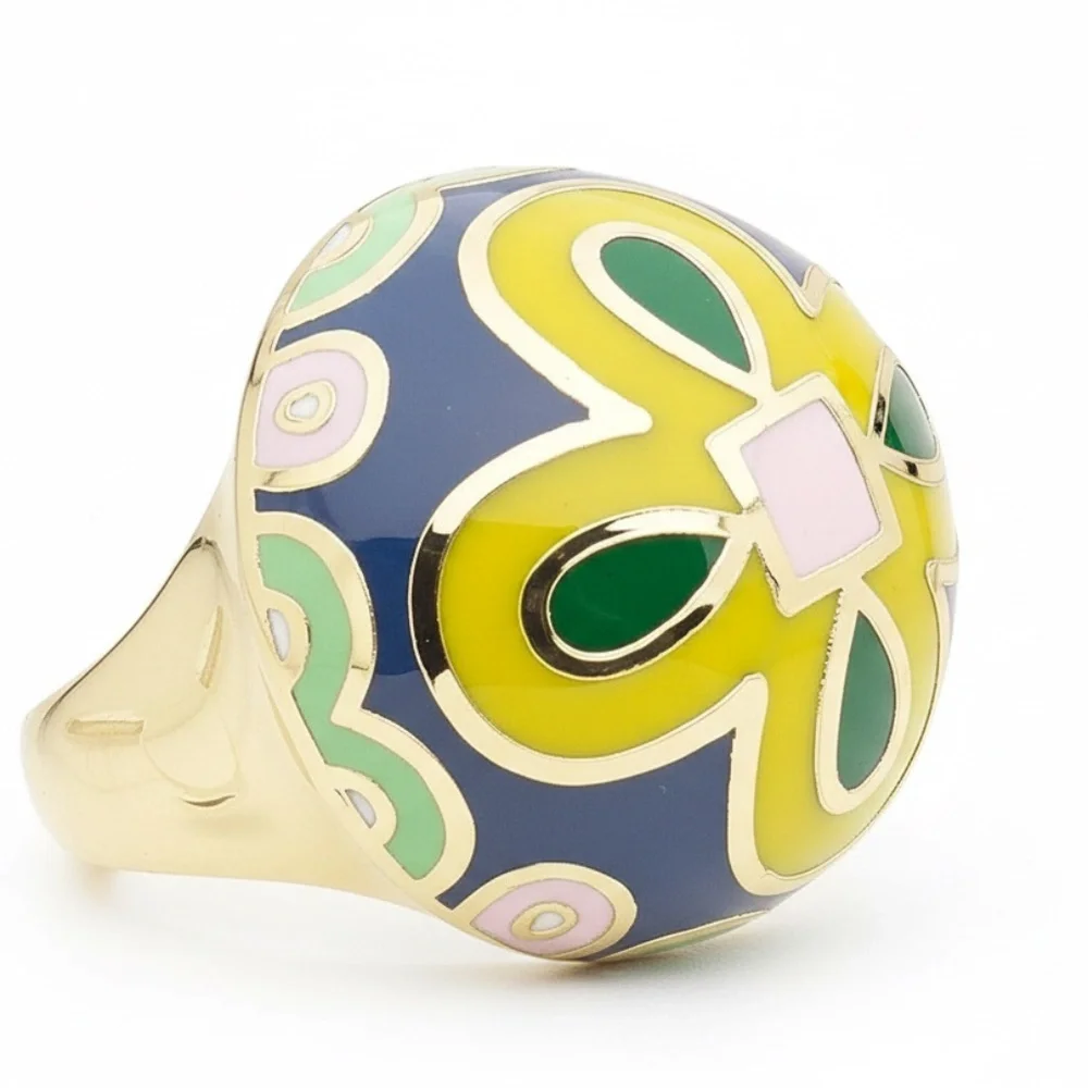 Womens Avant-Garde Dome Gold Tone‎ Cocktail Ring Size 8.5